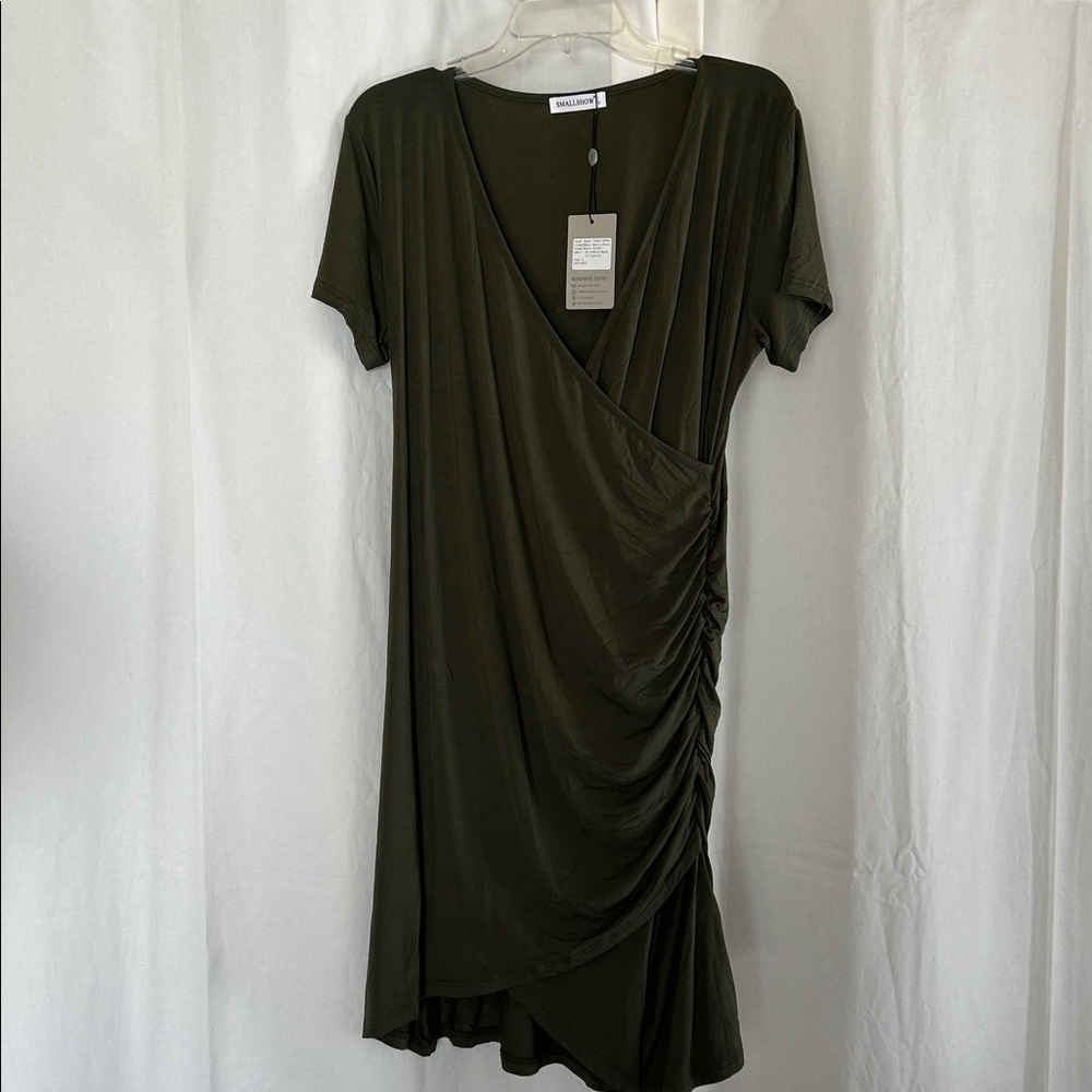 Elegant Olive Green Midi Dress - Picture 4 of 5